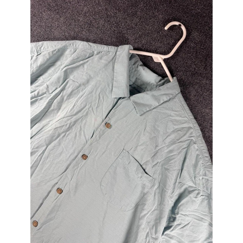 Tommy Bahama Mens XXL Light Blue 100% Silk Short Sleeve Button Down Camp Shirt